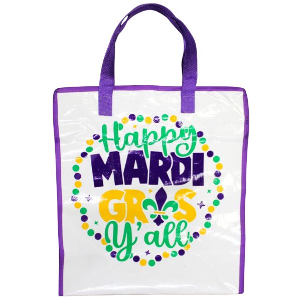 Happy Mardi Gras Bead Bag - 14  x 15.5  (Each) on Sale