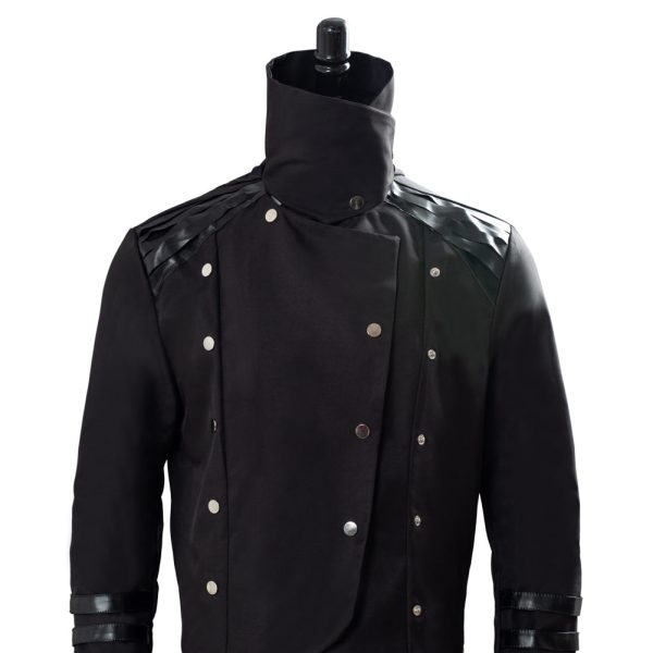 Men s Halloween Medieval Hooded Trench Coat Long Jacket Black Gothic Steampunk Costume Online Hot Sale - Image 4
