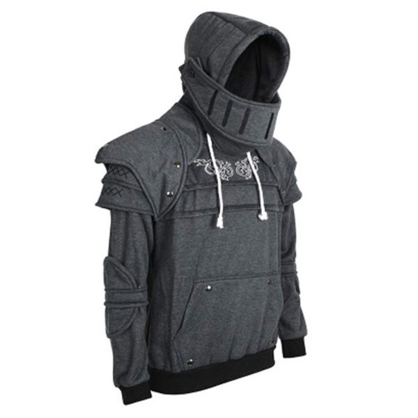 Men Medieval Hooded Sweatshirts Warrior Soldier Knight Mask Armor Knee Hoodies Long Sleeve Tracksuits Online Sale - Image 4