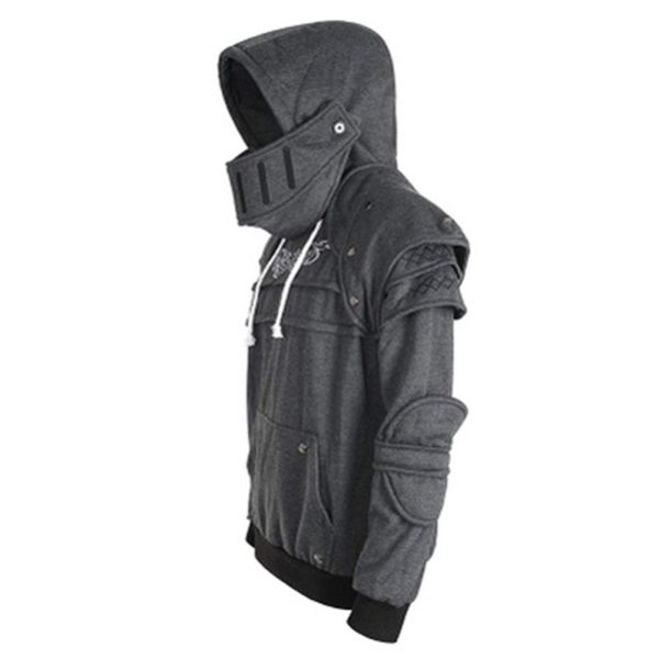 Men Medieval Hooded Sweatshirts Warrior Soldier Knight Mask Armor Knee Hoodies Long Sleeve Tracksuits Online Sale - Image 2