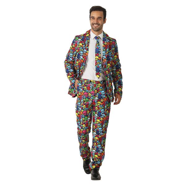 Men Halloween Costume Colorful Skull Suits Comes with Jacket Pants and Tie Cheap
