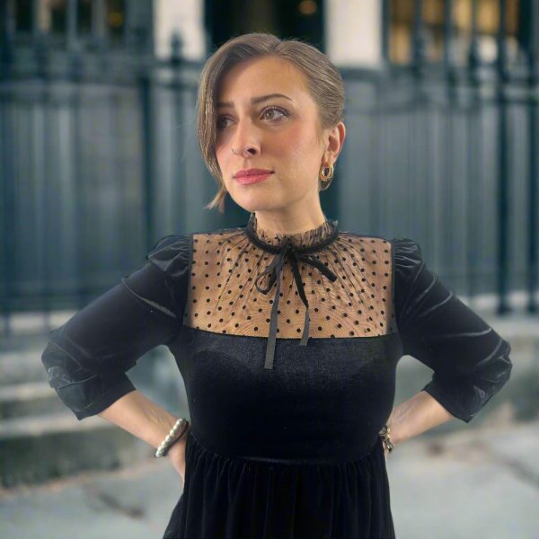 Penelope Retro Mini Dress in Velvet Discount - Image 2