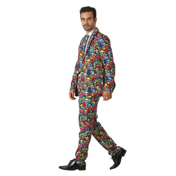 Men Halloween Costume Colorful Skull Suits Comes with Jacket Pants and Tie Cheap - Image 2