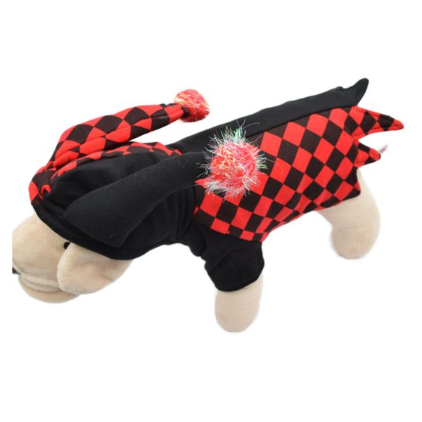 Pet Halloween Cosplay Costume Red and Black Checked Outfit Harley Quinn Clown Cosplay Costume Online Hot Sale - Image 3
