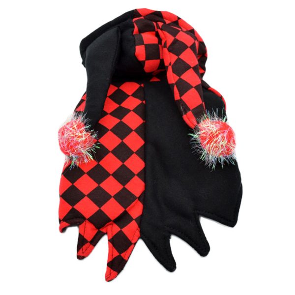 Pet Halloween Cosplay Costume Red and Black Checked Outfit Harley Quinn Clown Cosplay Costume Online Hot Sale - Image 2