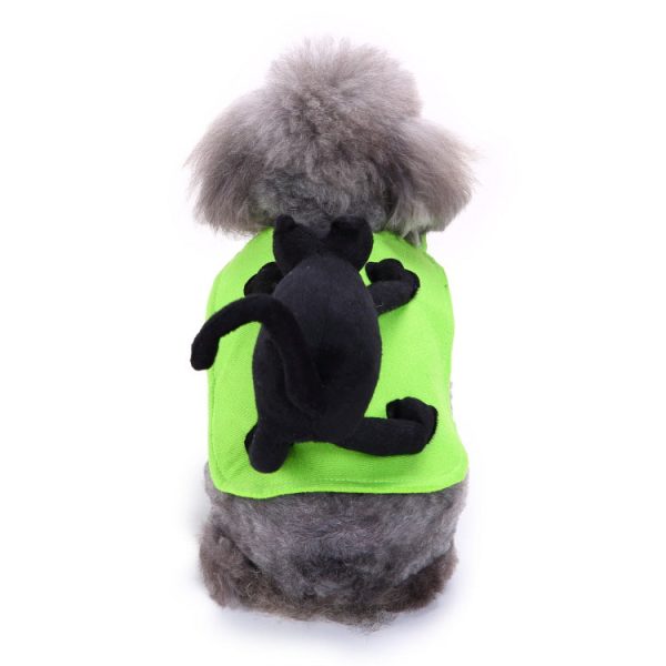 Pet Green Funny Halloween Costume Pet Back with Riding Cat Suit Winter Clothes For Sale - Image 3