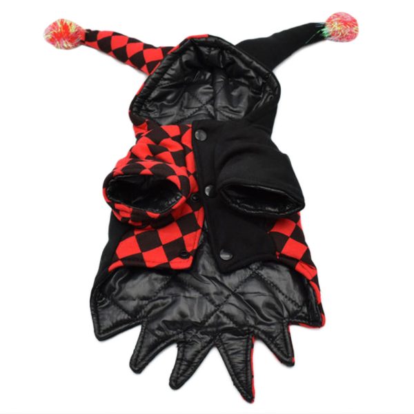 Pet Halloween Cosplay Costume Red and Black Checked Outfit Harley Quinn Clown Cosplay Costume Online Hot Sale