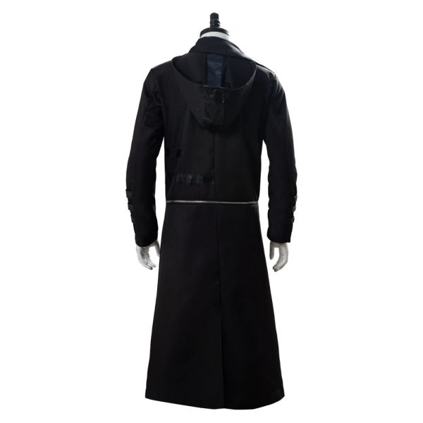 Men s Halloween Medieval Hooded Trench Coat Long Jacket Black Gothic Steampunk Costume Online Hot Sale - Image 3