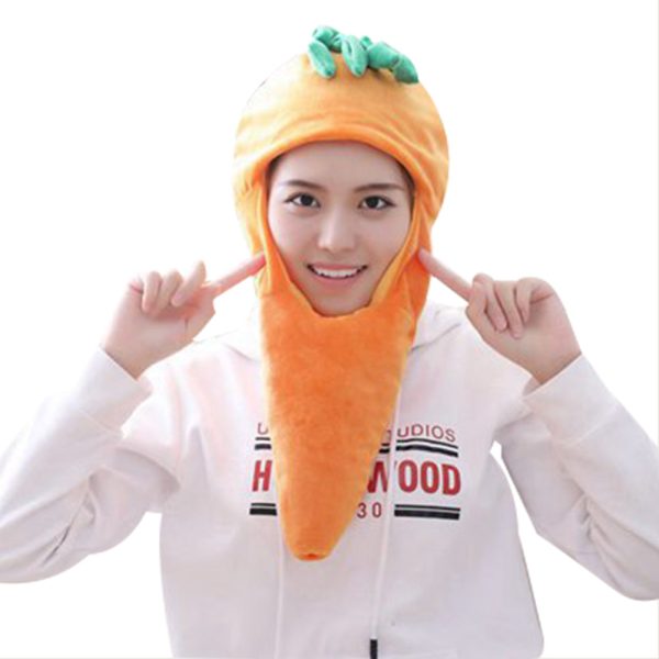 Funny Plush Carrot Hat Cap Party Gift Halloween Christmas Novelty Party Dress up Cosplay Supply