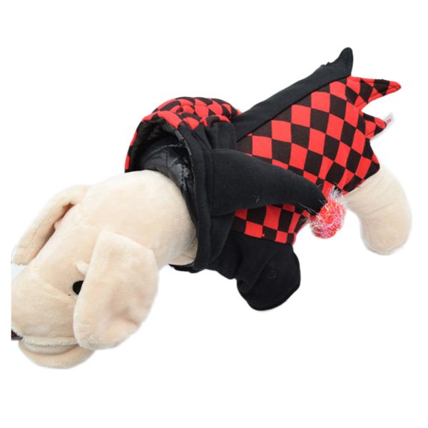 Pet Halloween Cosplay Costume Red and Black Checked Outfit Harley Quinn Clown Cosplay Costume Online Hot Sale - Image 4
