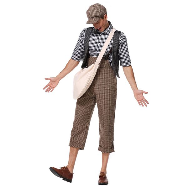 Men Halloween Newsie Cosplay Costume Fancy Stage Performance Outfit Online now - Image 5