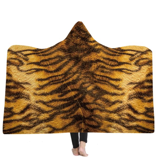 Hooded Throw Wrap Ultra Soft Coral Plush Animal Prints Leisure Wearable Warm Cozy Blanket Cheap