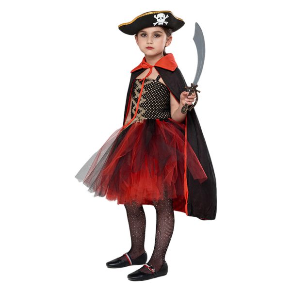 Kids Girls Pirate TuTu Dress Cosplay Costume Outfits Halloween Carnival Party Disguise Suit Sale - Image 2