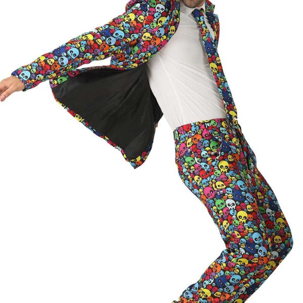Men Halloween Costume Colorful Skull Suits Comes with Jacket Pants and Tie Cheap - Image 5