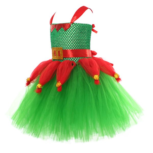 Christmas Elf Cosplay Costume Kids Girls Dress X-mas Carnival Costume Dress Up Online Sale - Image 2