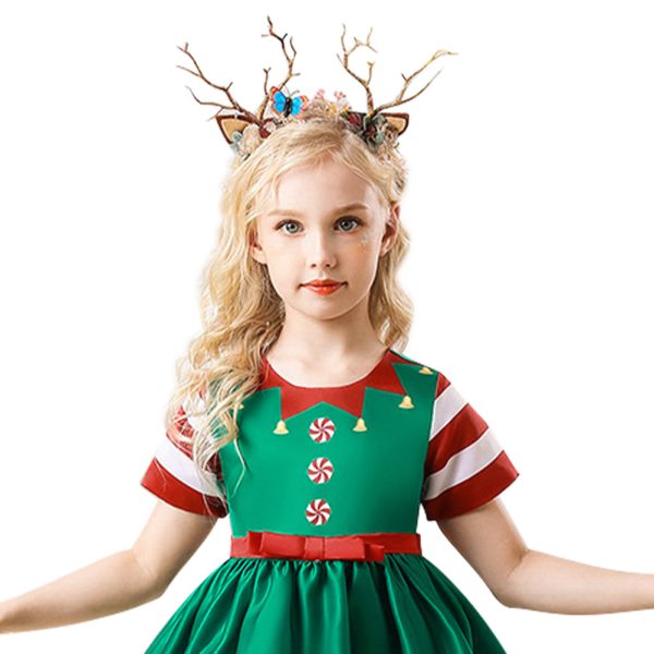 Girls Christmas Snow Elf Dress Cosplay Costume Outfits Halloween Carnival Party Suit Fashion - Image 2