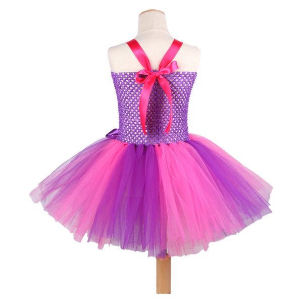 Cheshire Cat Cosplay Costume Kids Girls TuTu Dress Headband Outfits Halloween Carnival Party Suit Online - Image 3