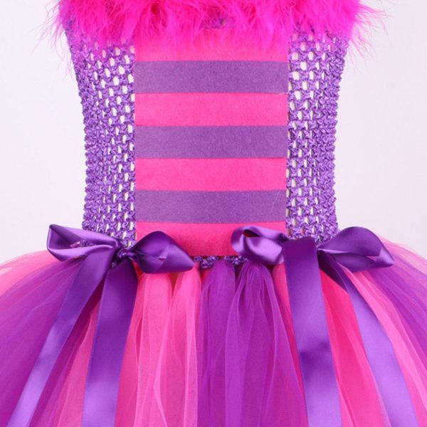 Cheshire Cat Cosplay Costume Kids Girls TuTu Dress Headband Outfits Halloween Carnival Party Suit Online - Image 4