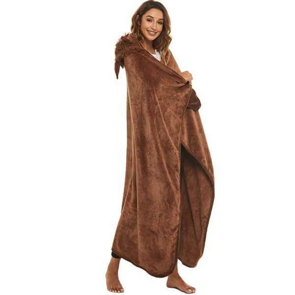 Christmas Animal Winter Hooded Poncho Sloth Penguin Yak Panda Cartoon Embroidery Double Sided Flannel Blanket Supply - Image 5