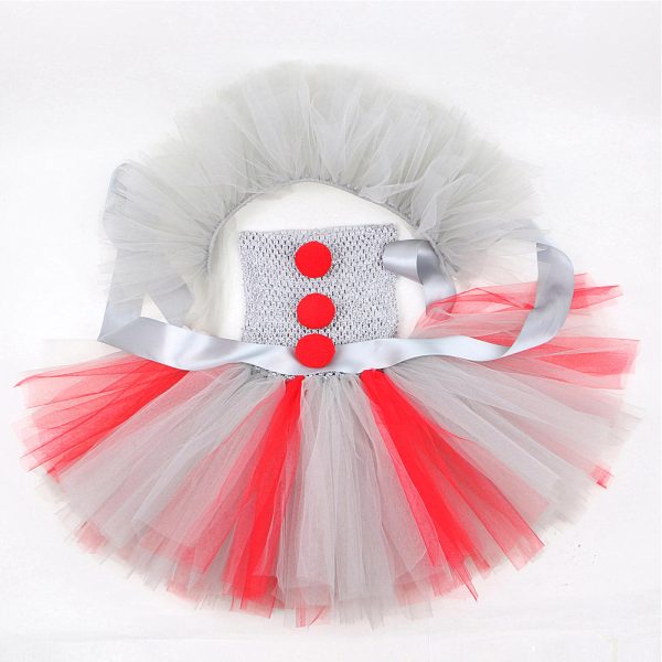 Kids Girls Clown TuTu Dress Cosplay Costume Outfits Halloween Carnival Party Suit For Discount - Image 4