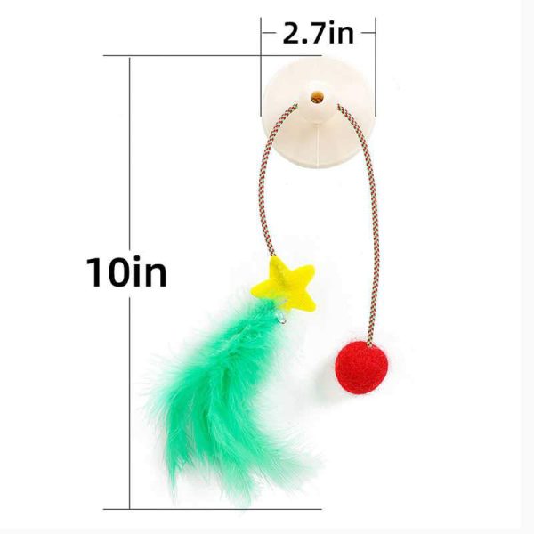 Cat Self Interative Bell Ball Toy Christmas Sucker Funny Cat Stick Elastic Cat Feather Ball Toy Funny Cat Artifact Supply - Image 5