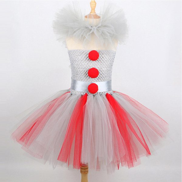 Kids Girls Clown TuTu Dress Cosplay Costume Outfits Halloween Carnival Party Suit For Discount - Image 3
