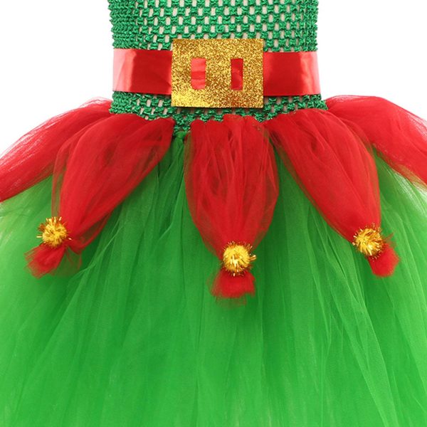 Christmas Elf Cosplay Costume Kids Girls Dress X-mas Carnival Costume Dress Up Online Sale - Image 4