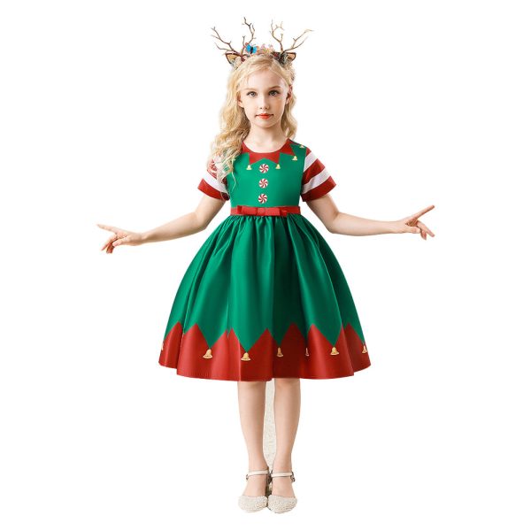 Girls Christmas Snow Elf Dress Cosplay Costume Outfits Halloween Carnival Party Suit Fashion
