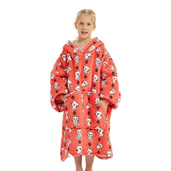 Kids Animal Series Wearable Hoodie Blankets Oversized Lightweight Warm Cozy Blanket Hoodie Sweatshirt Online Sale - Image 4