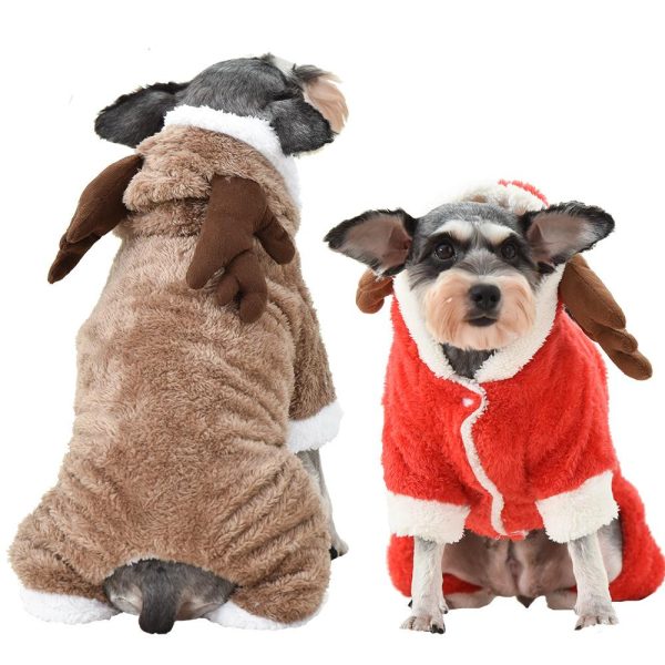 Pet Christmas Clothes Puppy Kitten Winter Warm Clothes Christmas Reindeer Role-playing Funny Dress Up Clothes Fashion