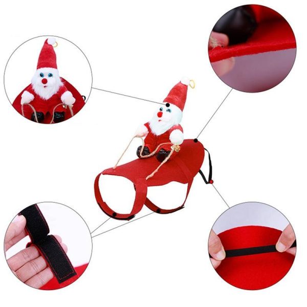 Funny Cute Pet Costume Santa Riding Cat Dog Outfits Christmas Party Clothes Fancy New Year Clothes Online Sale - Image 5