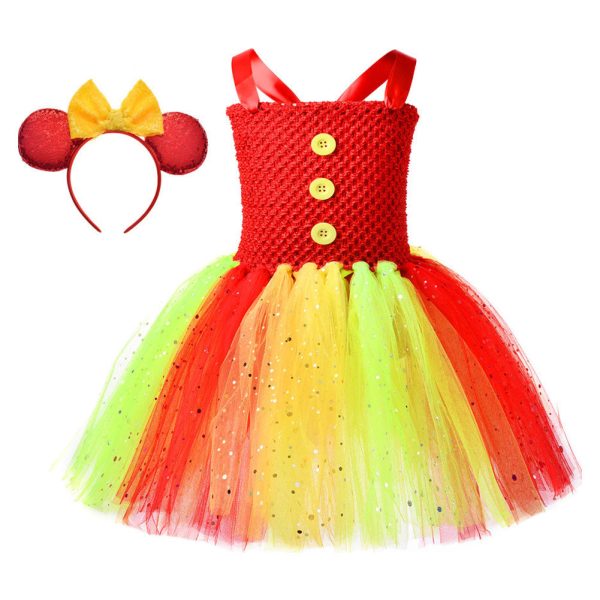 Christmas Clown Mesh Skirt Cosplay Dress Halloween Carnival Costume Dress Up Supply
