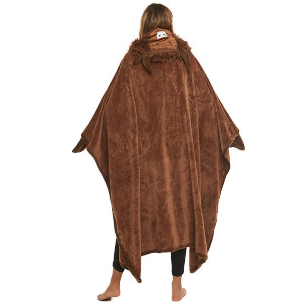 Christmas Animal Winter Hooded Poncho Sloth Penguin Yak Panda Cartoon Embroidery Double Sided Flannel Blanket Supply - Image 4