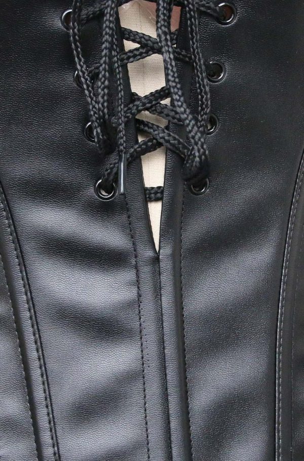 Women s Steampunk Gothic Faux Leather Bustier Corset with Lace Skirt Online Sale - Image 4